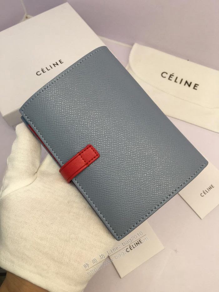 CELINE女包 賽琳專櫃款 搭扣拼色錢夾 0146 手掌紋牛皮 賽琳女錢包  sl2007